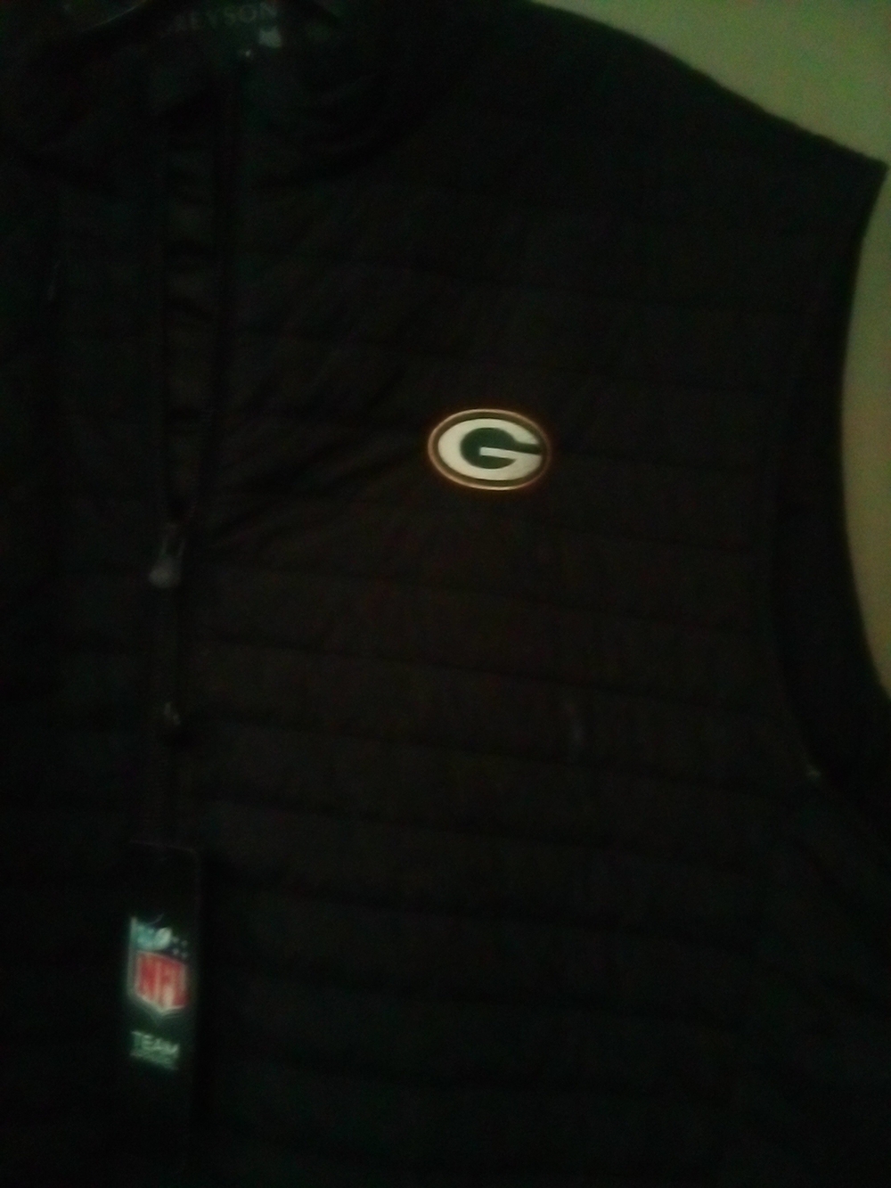 NFL Black Lite Down Filled Packers Vest with Team Logo